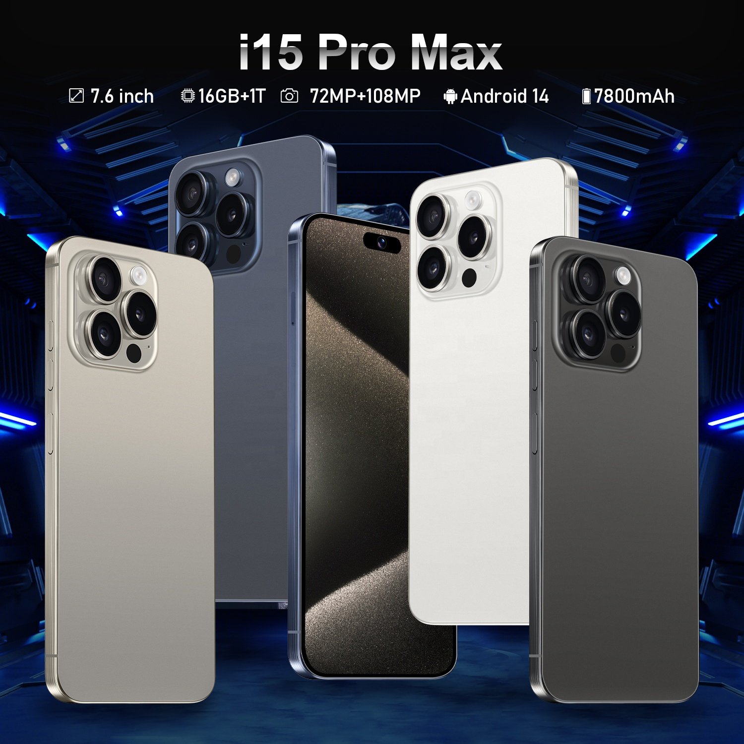 2024 Phone 15 pro max 6.7 inch Original Full Screen WIFI BT FM GPS I15 Smartphone 12GB+512GB Android 4G 5G Mobile phone